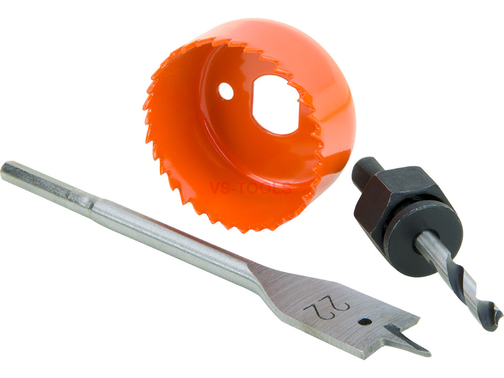 3pcs Hole Saw Cutting Set Kit Wood Lock Installation 54mm 21/8inches